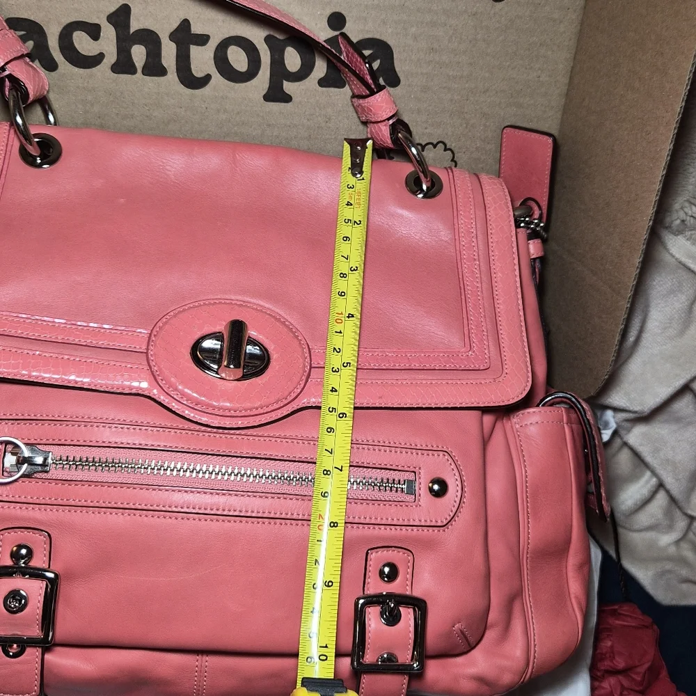Coach Pink Leather Shoulder Bag with Chain Strap